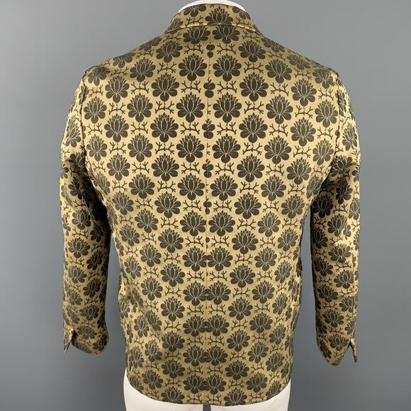 SASQUATCHfabrix Size L Gold & Brown Floral Polyester / Cotton Sport Coat - Picture 4 of 7